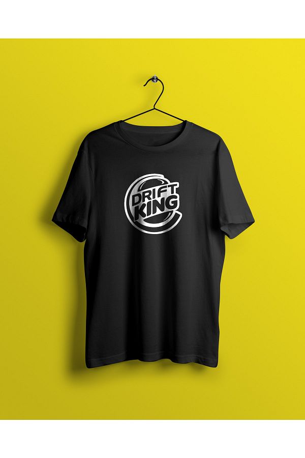 YEACHY-Unisex Black Drift King Printed T-shirt 1