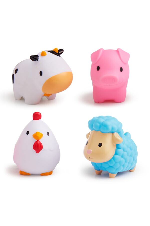 Munchkin Çiftlik Hayvanları Banyo Fışkırtma Oyuncağı – 4’lü Set, İnce Motor Gelişimini Destekler