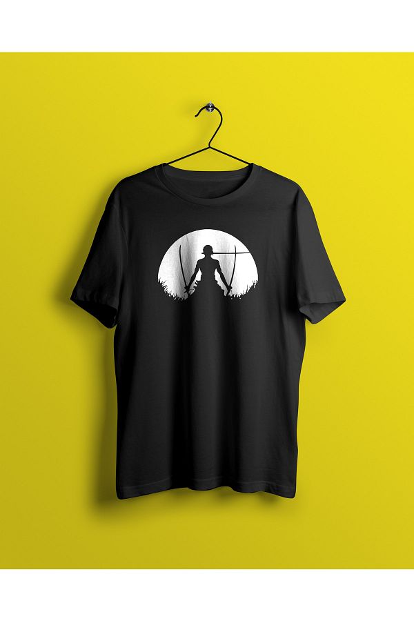 YEACHY-Unisex Black One Piece Zoro Printed T-shirt 1