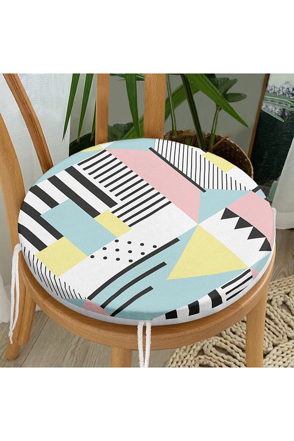 Realhomes Modern Geometric Shapes Round Zippered Chair Cushion Trendyol