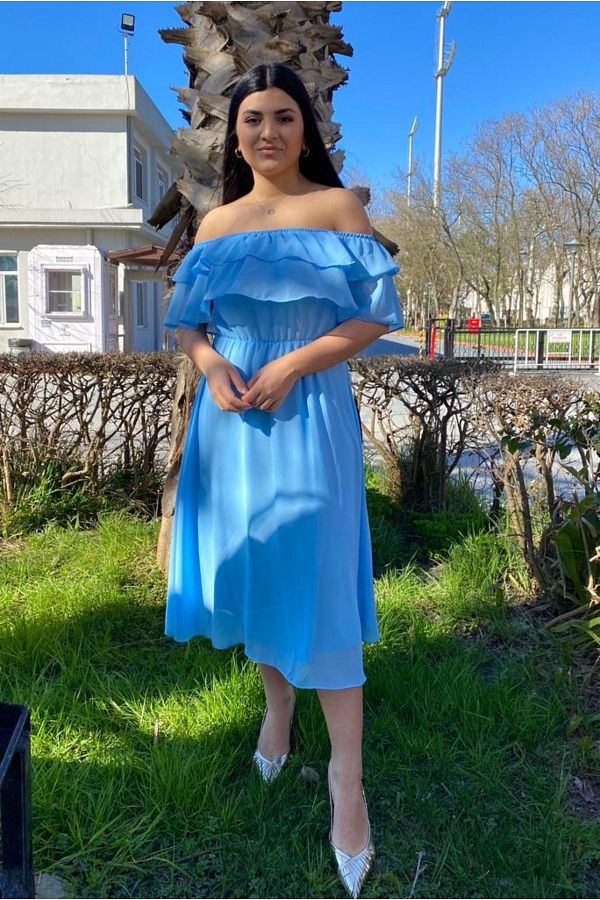 Chiffon baby blue dress online