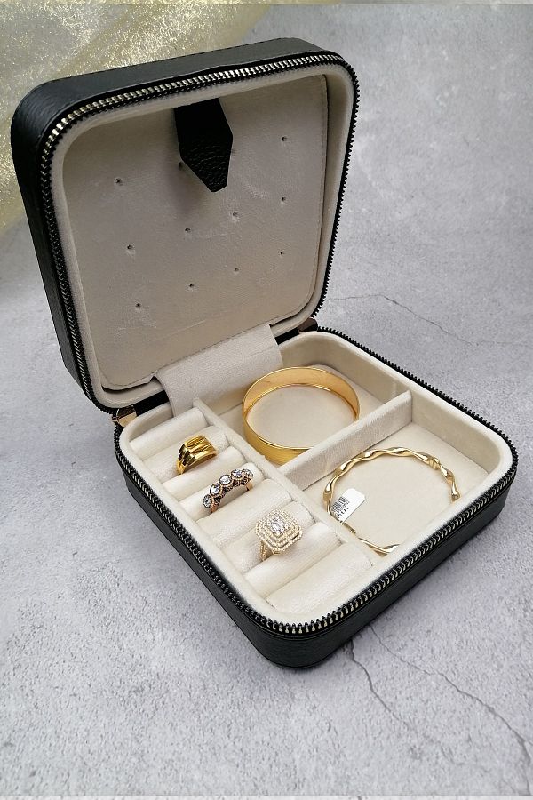 deal Sarraf Leather Jewelry Box Large Size Black Trendyol
