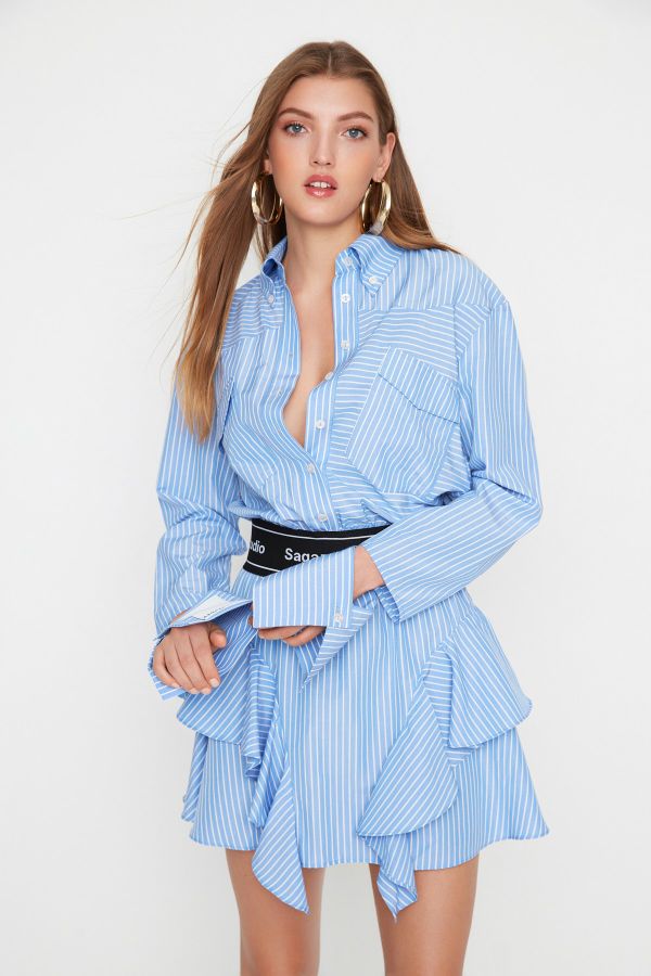 Buy Trendyol Cotton Mini Skirt in Blue 2024 Online