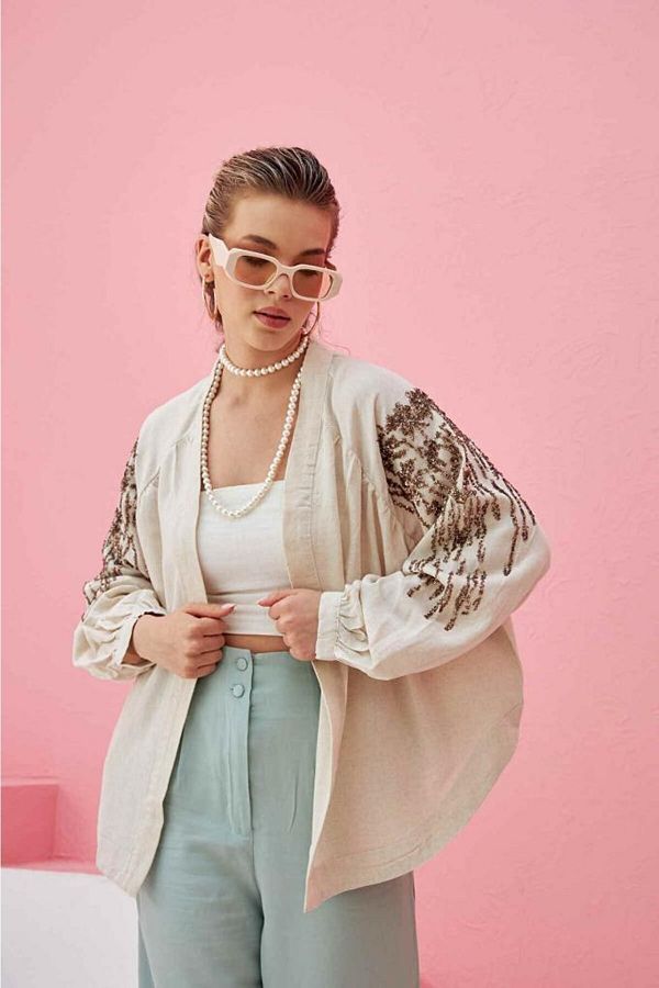 Beige kimono jacket outlet
