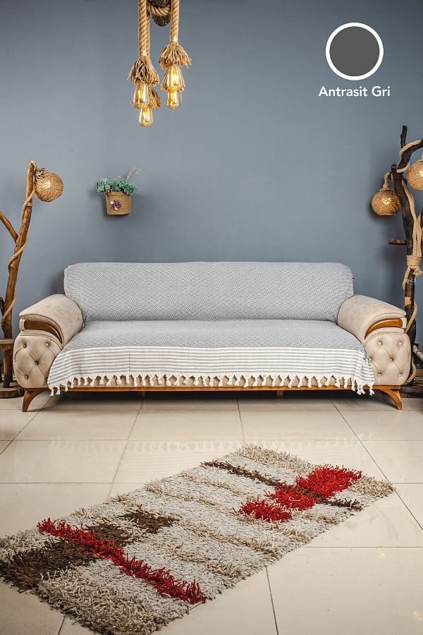 Eren Home-Natural Hand Tied Sofa Cover Dark Gray 170x220 1