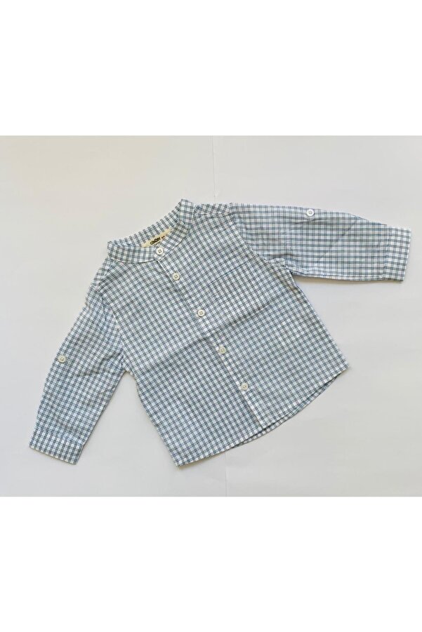 çikoby Erkek Bebek Kareli Mavi Hakim Yaka Gömlek