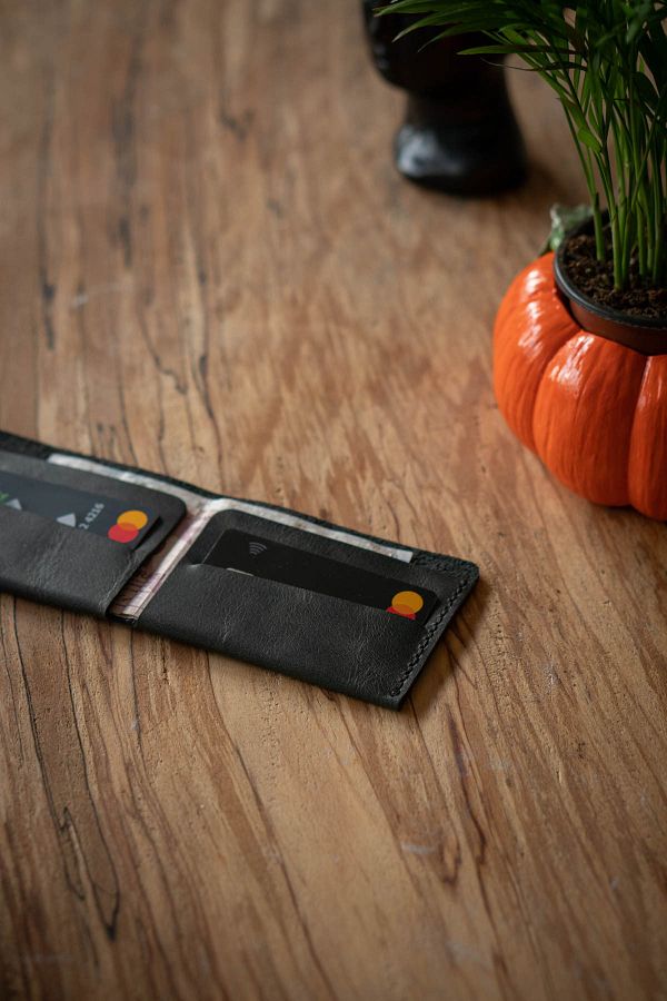 minimal X design-Minimal X Coin Purse - Anthracite - Real Leather Handmade - Simple Stylish Slim Design 1