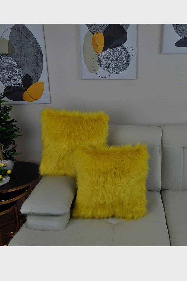 Paris Life-Plush Throw Pillow Cover Imported Premium Fabric - Yellow 1