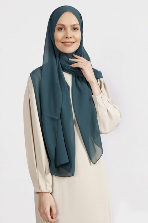 Differenza-Crepe Chiffon Shawl Light Petrol 1