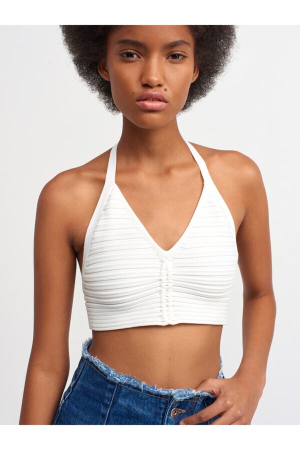 Dilvin-1011 Zadní krajkový úplet Bustier-ecru 1