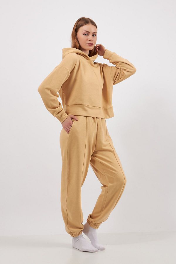 SevdeUgur Cream Tracksuit Set for Women Jogger Sweatshirt Collection Trendyol