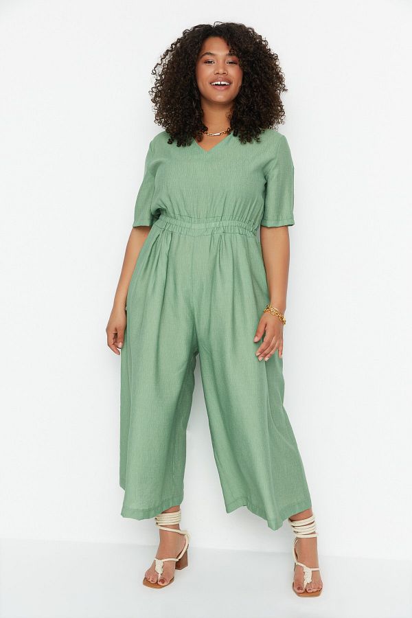 Trendyol Curve-Khaki Waist Detailed Woven Jumpsuit TBBSS22BG0017 1