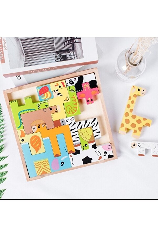 Ankebut Renkli 15 Hayvanlı Geometrik Puzzle