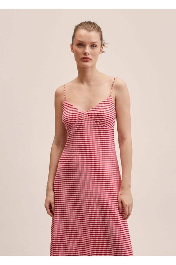 Mango pink check dress cheap