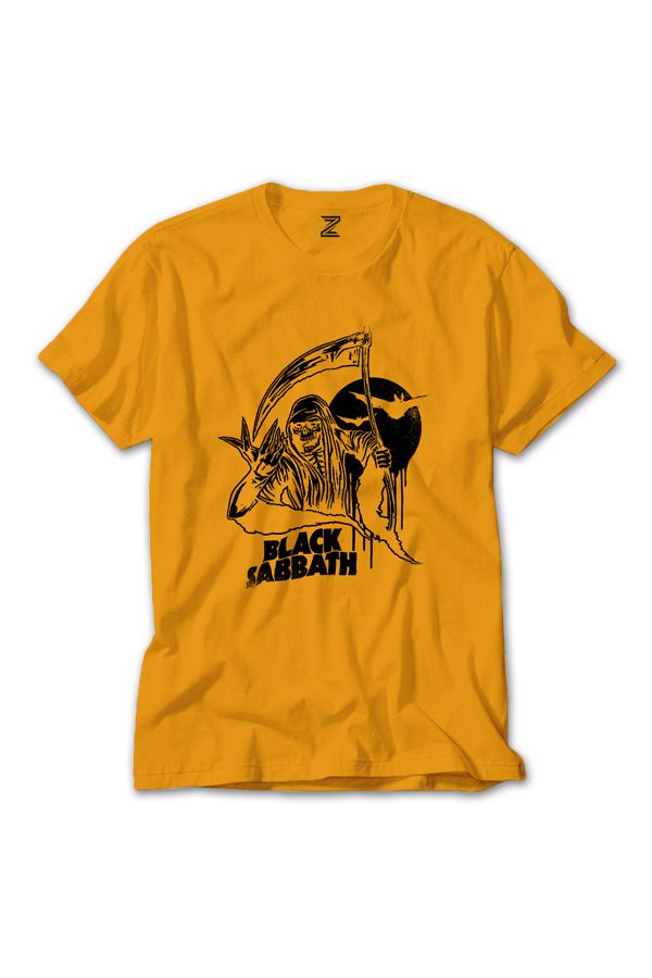 Yellow black sabbath t shirt cheap