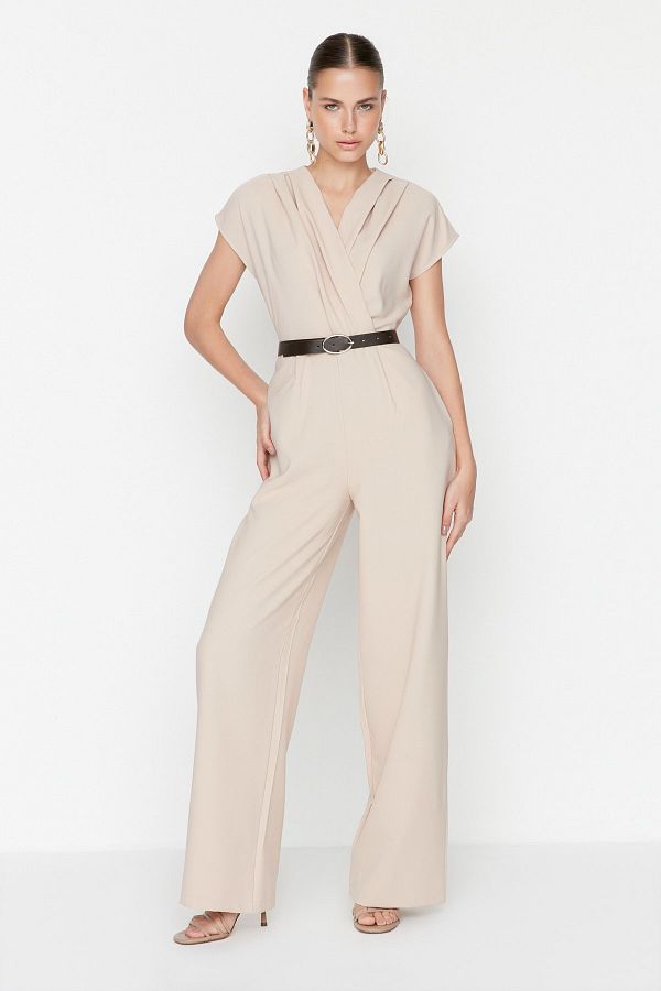 Trendyol Collection-Kőöves duplasoros gallérral széles lábú szőtt jumpsuit TWOSS21TU0004 1