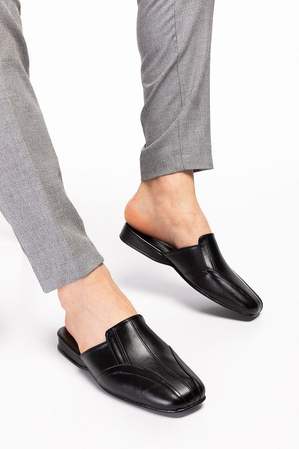 Leather house slippers top