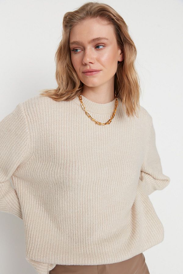 Trendyol Collection-Основен плетен пуловер с широка кройка и мека текстура - двойка Twoaw20Fv0142 1