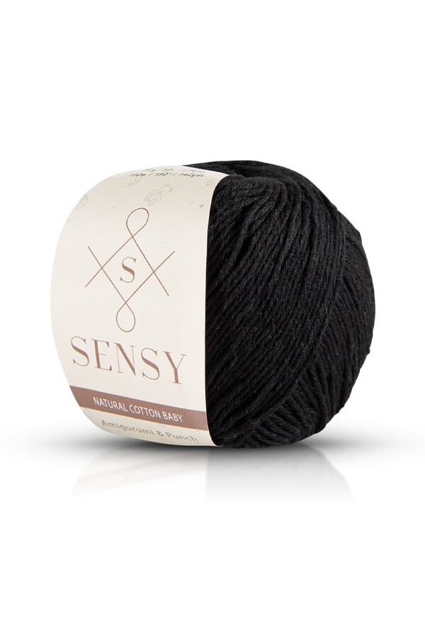 SENSY-Premium Amigurumi Yarn Punch Бебешки мек памук 50 гр прежда за плетене черна 1