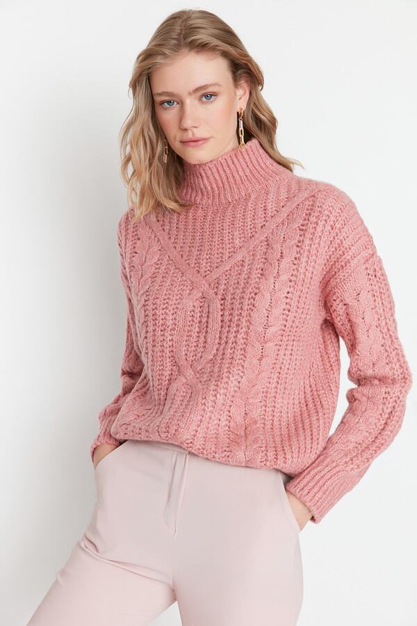 Trendyol Collection-Pulover de tricotaj cu textura pudra cu potrivire lata - TWOAW20KZ0171 1