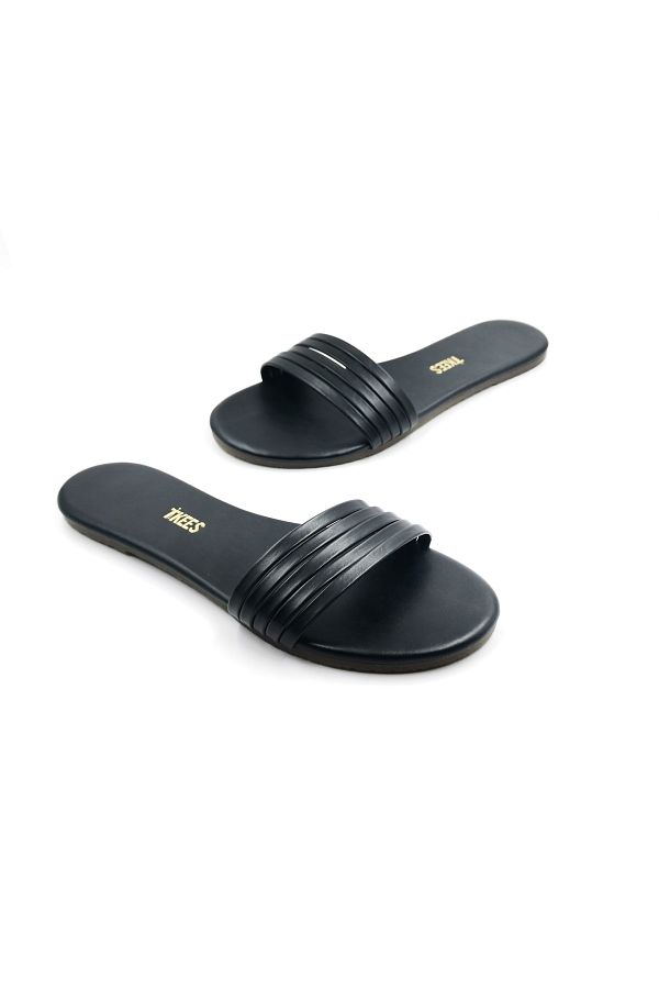 Tkees Heelless Women s Strappy Black Slippers Trendyol