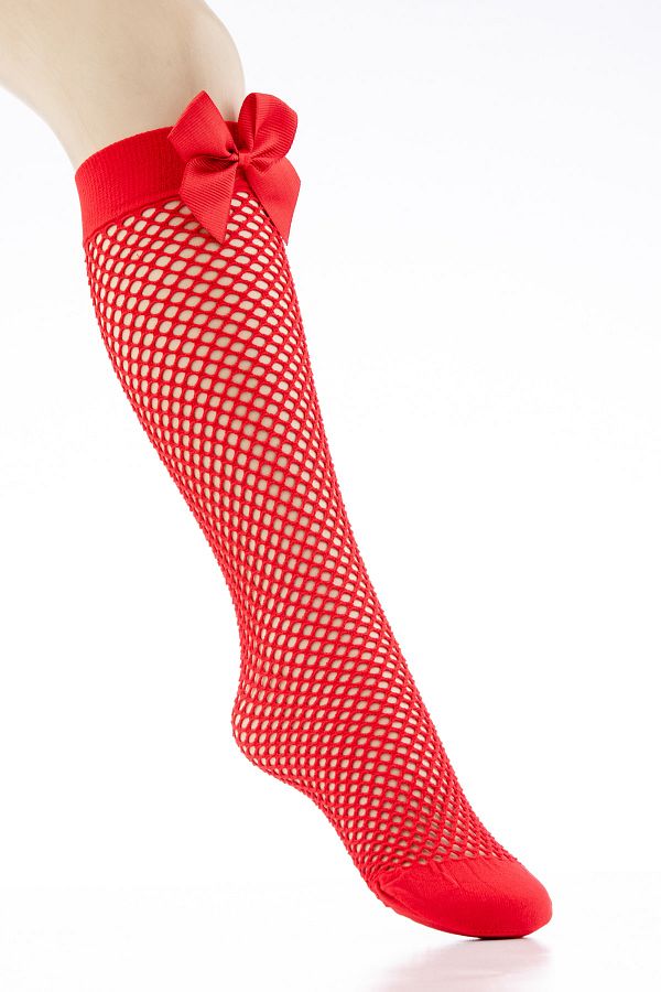 Relaxfit Seamless Red Long Fishnet Socks with Ribbon for 0 14 Years Old Girls Trendyol