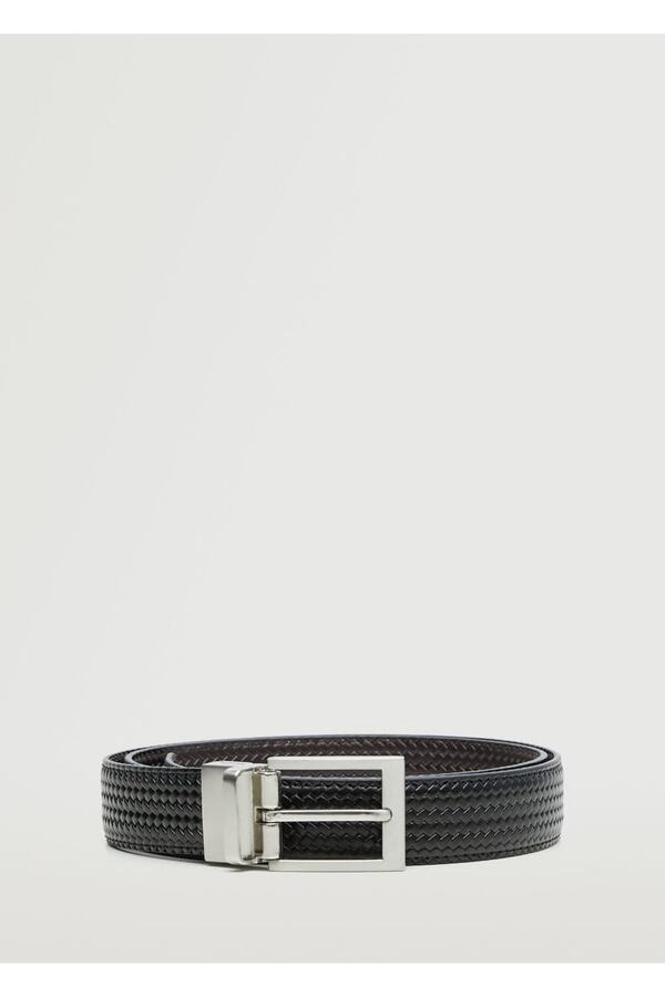 MANGO Man Schwarzer doppelseitiger gestrickter gemusterter