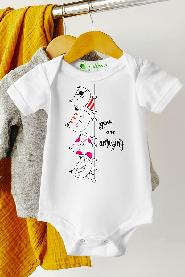 Baby&Baby-بدلة أطفال للجنسين من You Are Amazing Cat مصنوعة من القطن العضوي بنسبة 100% 1