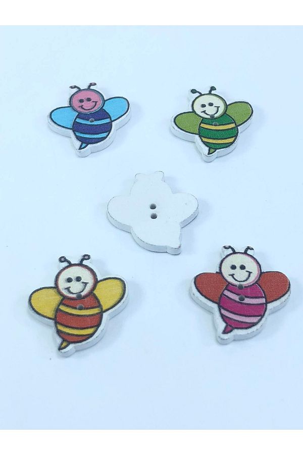 Hobigram-Bee Patterned Colorful Button – Special Design, Accessory, Quality Production, Eye-Catching Style 1