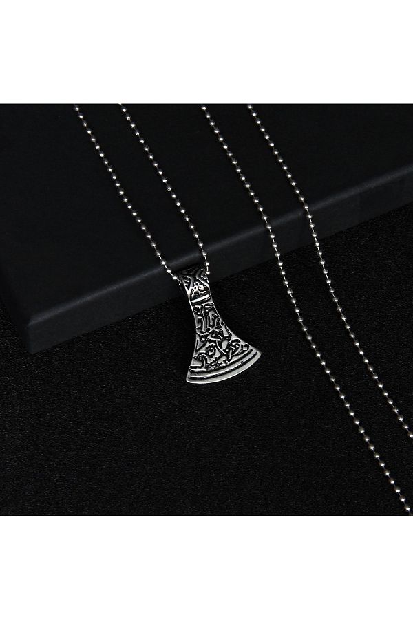northstarshop-قلادة فايكنغ نورديك من الفولاذ للرجال بزخارف إسكندنافية 1