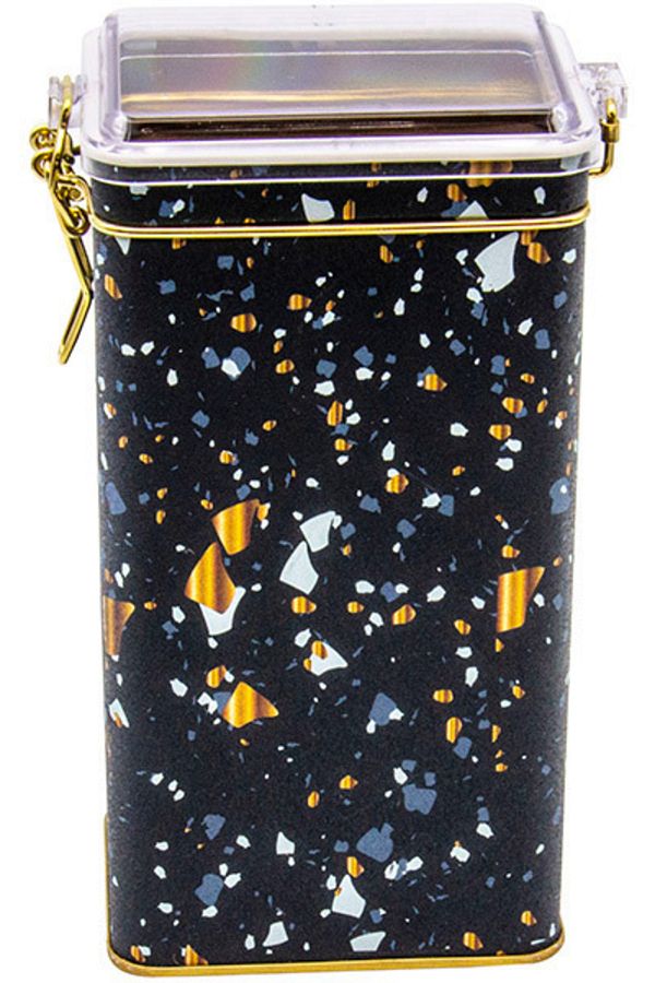 EVLE-Er053-1h Terrazzo Black Patterned Rectangular Metal Storage Container 8x10 Cm 1