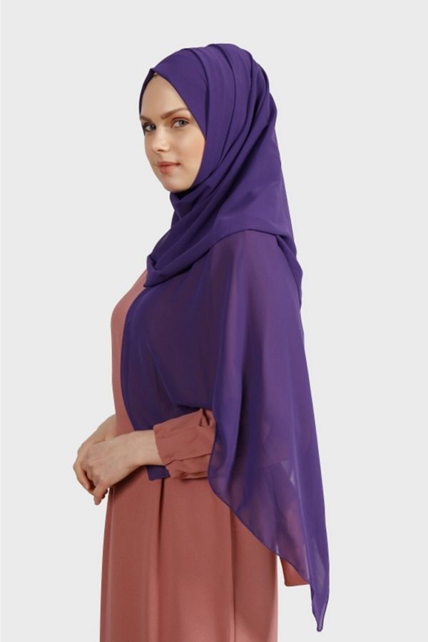 Differenza-Purple Vibrant Crepe Chiffon Shawl 1