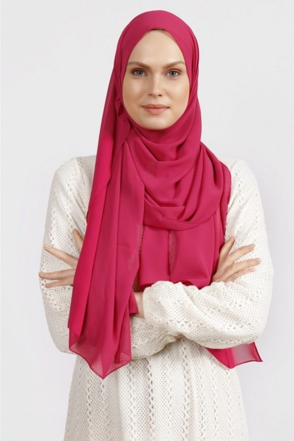 Differenza-Crepe Chiffon Shawl Vivid Fuchsia 1