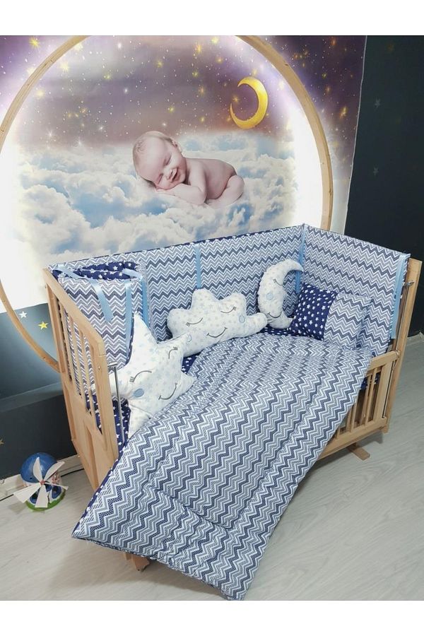 bebek iklimi 60x120 Baby Sleeping Set Slim Zigzag Pattern 9 Pieces crib Not Included Trendyol