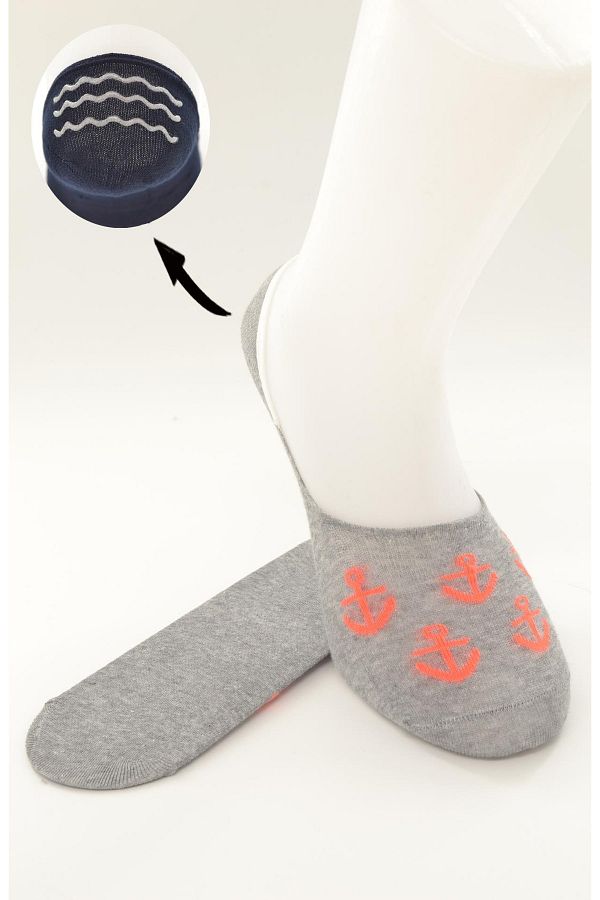 Flora-Men's Sea Anchor Patterned Non-Slip Silicone Banded Ballerinas 1
