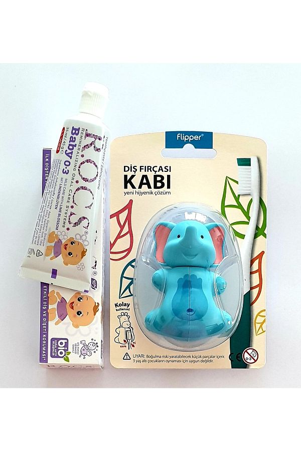 R.O.C.S.-0-3 Years Rocs Flipper - Linden Extract Toothpaste and Elephant Figure 1