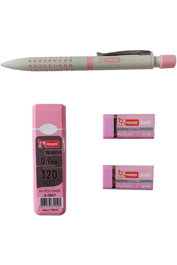 Mikro-مجموعة أقلام V. بألوان الباستيل (mp-501 0.7 V. Pen + 120 قلم هاي بوليمر 60 مم 2b Nib + 2 ممحاة ناعمة) 1