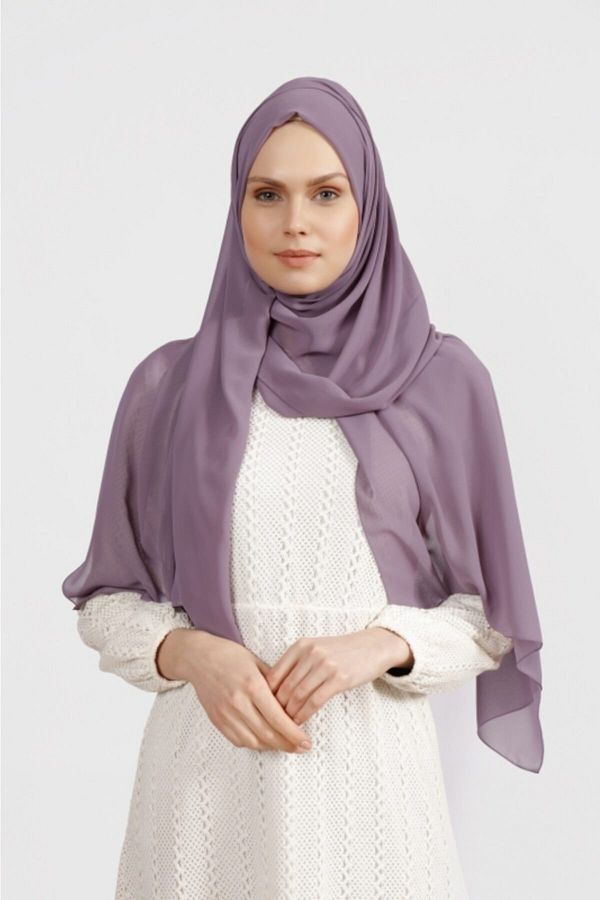 Differenza-Crepe Chiffon Shawl Dark Lilac 1