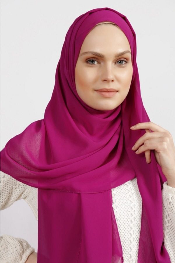 Differenza-Crepe Chiffon Shawl Fuchsia 1