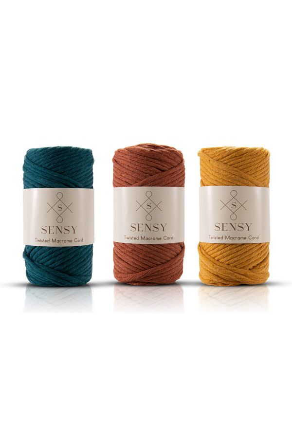 SENSY-Premium Scanned Macrame Macrame Hobby Thread Set of 3 Green - Tile - Mustard 1