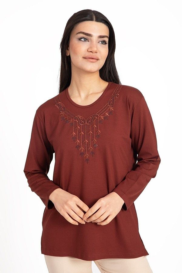 NOBLE STORE-Women's Collar Detailed Mother Combed Cotton Blouse 1