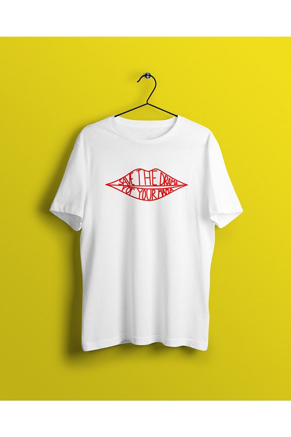 YEACHY-White Friends Save The Drama For Your Mama Printed T-Shirt 1
