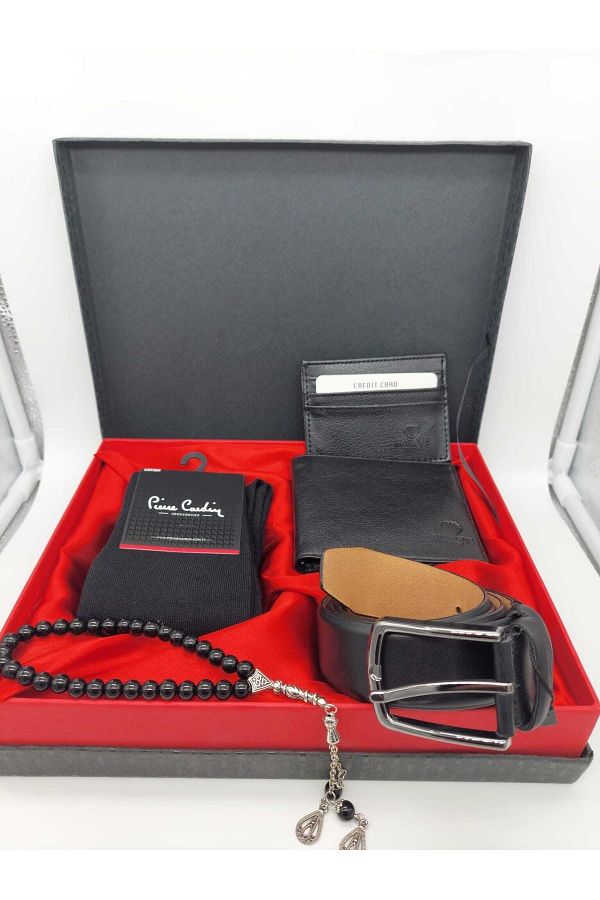 MARQUE SOSYETHEPAZARI Men s Genuine Leather 5 Piece Wallet Belt Dowry Set Gift Box Trendyol
