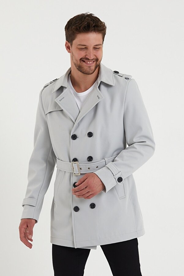 Sporting Men's Stone Color Softshell Waterproof Trench Coat- Trendyol