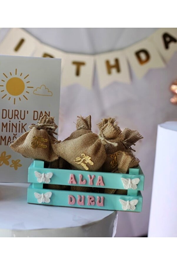 glow moon Bebek Kırk / 40 Uçurma Sepeti / Bebek Doğum Günü Sepeti / Kişiye Özel Tasarım Kasa