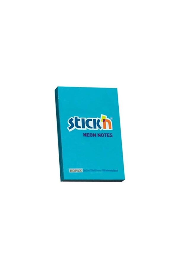 Hopax-Stickn 76x51mm Adhesive Note Paper Neon Blue 100 Sheets (Pack of 12) 21207 1
