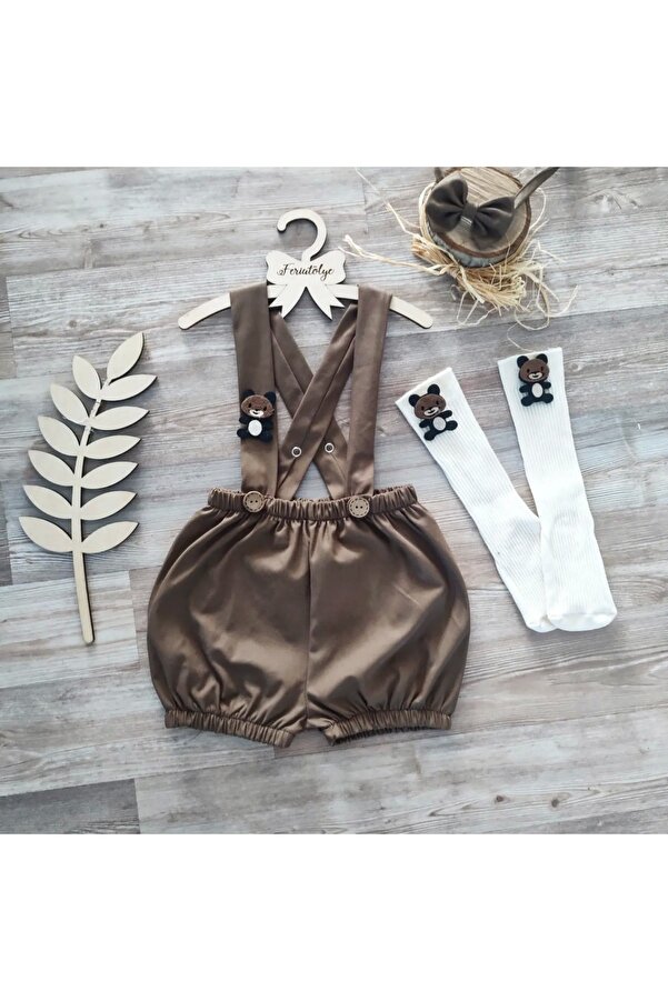 Feriatolye Ayıcık Konsepti Pasta Patlatma Kostümü Erkek Bebek Salopet