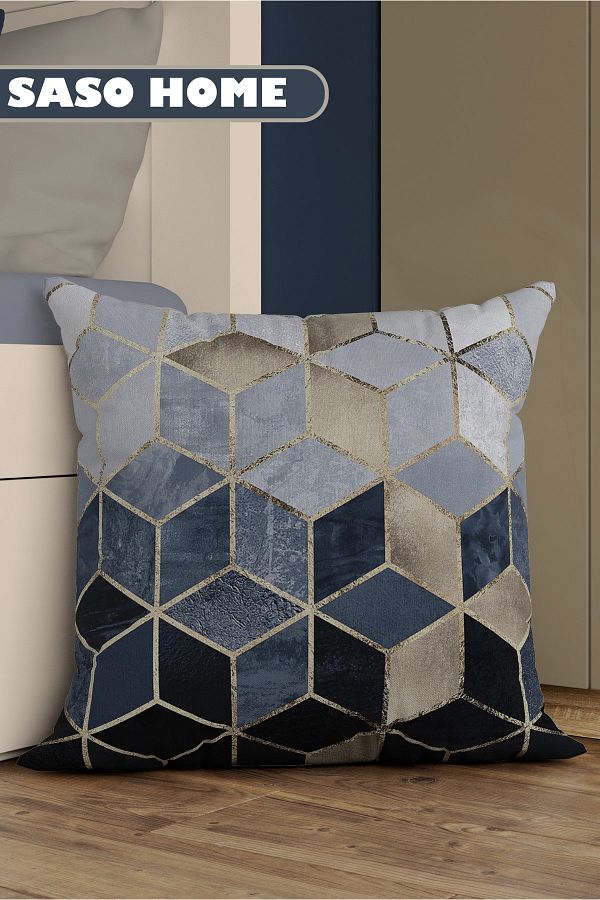SasoHome-Pernă decorativă cadou cu mozaic bleumarin - husă de pernă 1