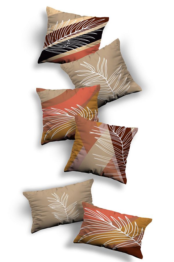 Skhome-Double Sided Printed Special Design Set of 6, 4 Square and 2 Rectangular Throw Pillow Covers (4K2D-KOM283) 1