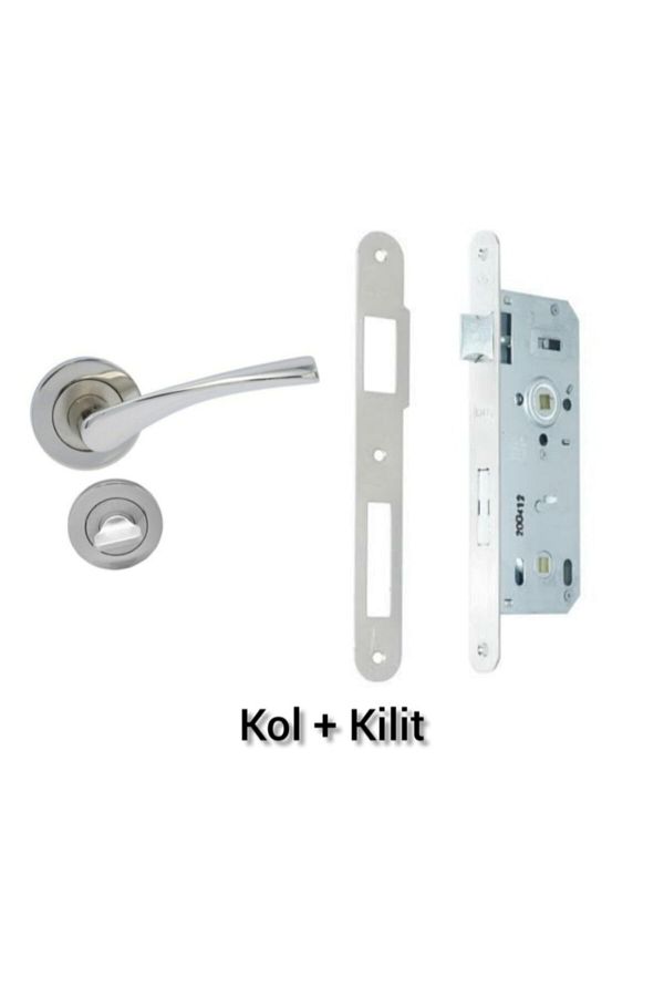 ARON-Brawo Rosette Bathroom-WC Handle - 40mm Oval Mirror Bathroom-WC Lock Set Set of 2 1